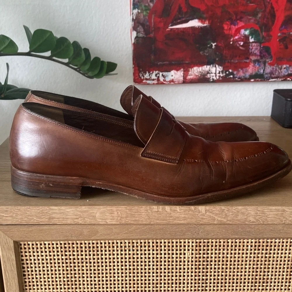 Fratelli Rossetti Men's Tan Leather Slip-Ons - Picture 4 of 7
